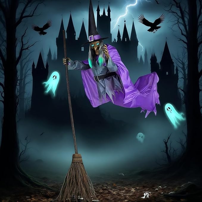 HELLORSO Flying Witch Halloween Decor 8 fts