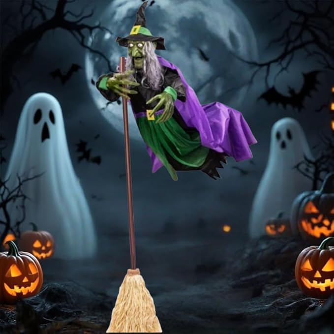 HELLORSO Flying Witch Halloween Decor 8 fts