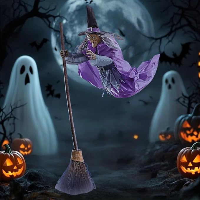 HELLORSO Flying Witch Halloween Decor 8 fts