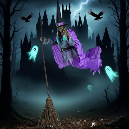 HELLORSO Flying Witch Halloween Decor 8 fts