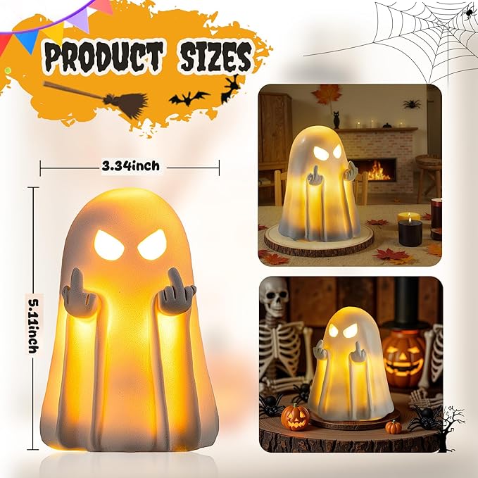 Middle Light Up Ghost Figurine,5.1"